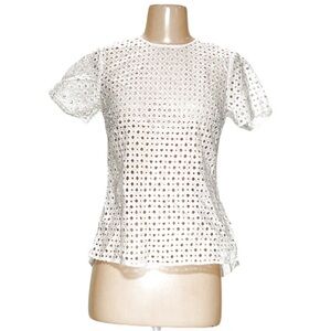 Michael Kors White Eyelet Short Sleeve Top